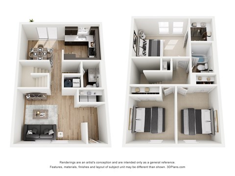 Floor plan for 3 beds, 1.5 baths, 1062 sqft